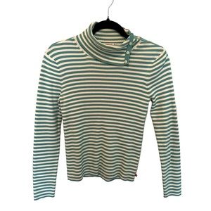 Polo Jeans Company | Button Up Turtleneck Sweater White Turquoise